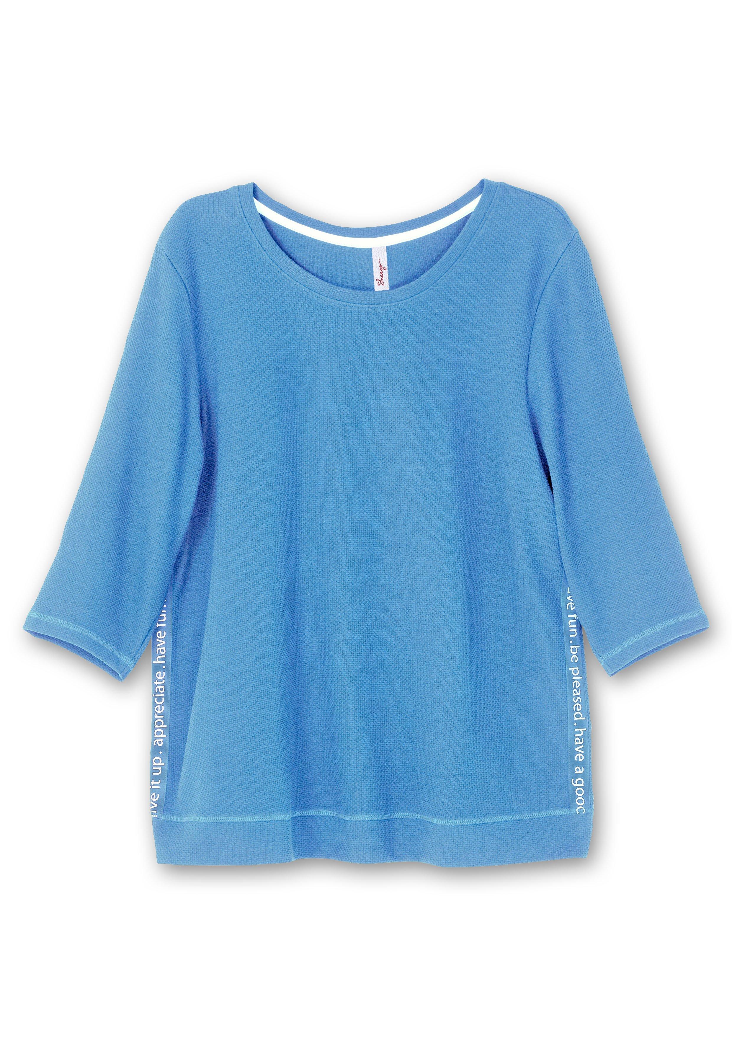 Sweatshirt aus Waffelpiqué, mit Zierband seitlich