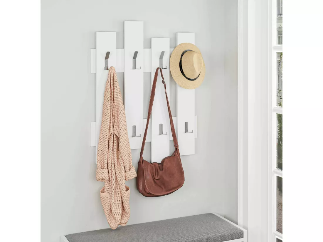 Portemanteau Dpons, Portemanteau, Surmatelas, Cintre mural, 64x4 h79 cm, Blanc