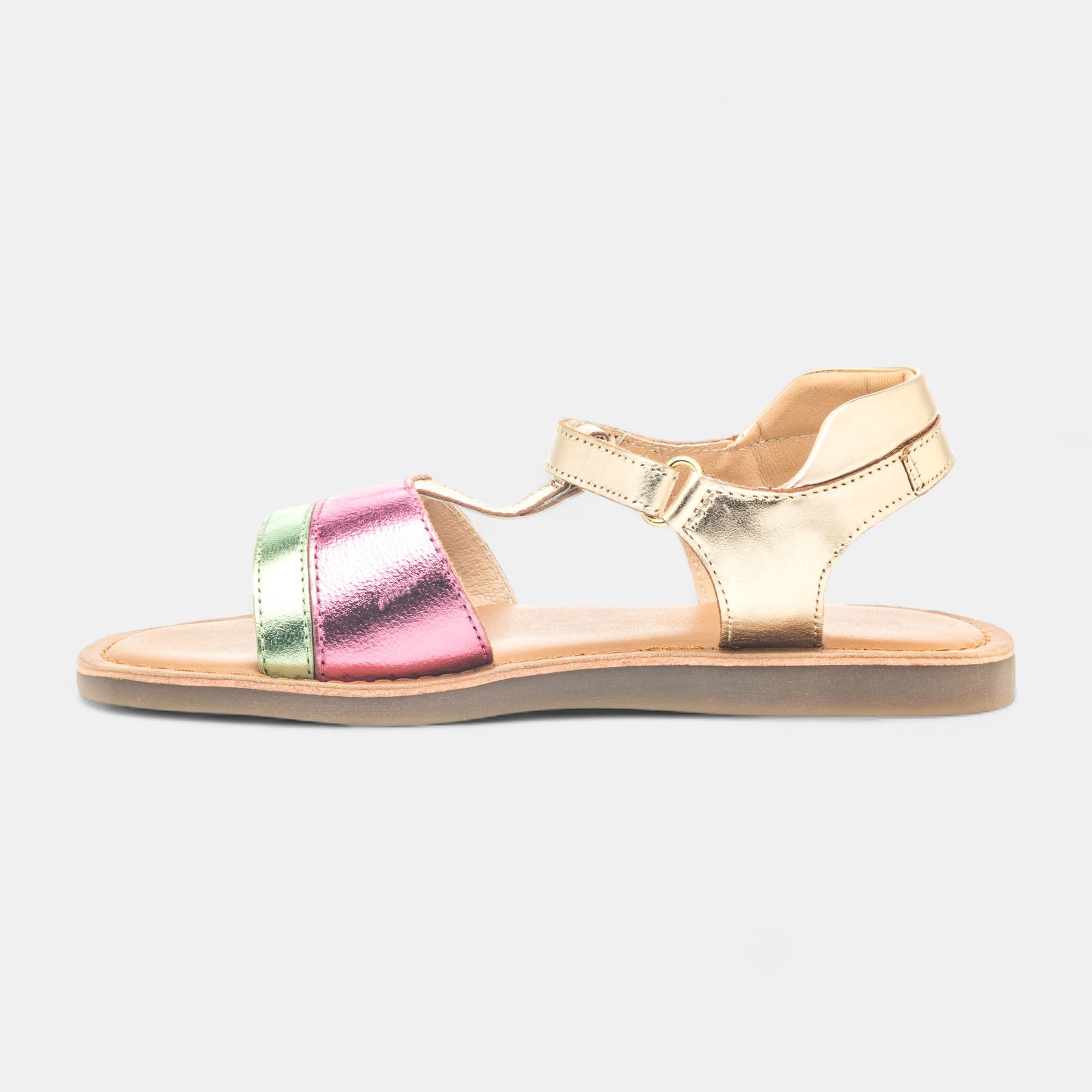Nu-pieds Fille en cuir or