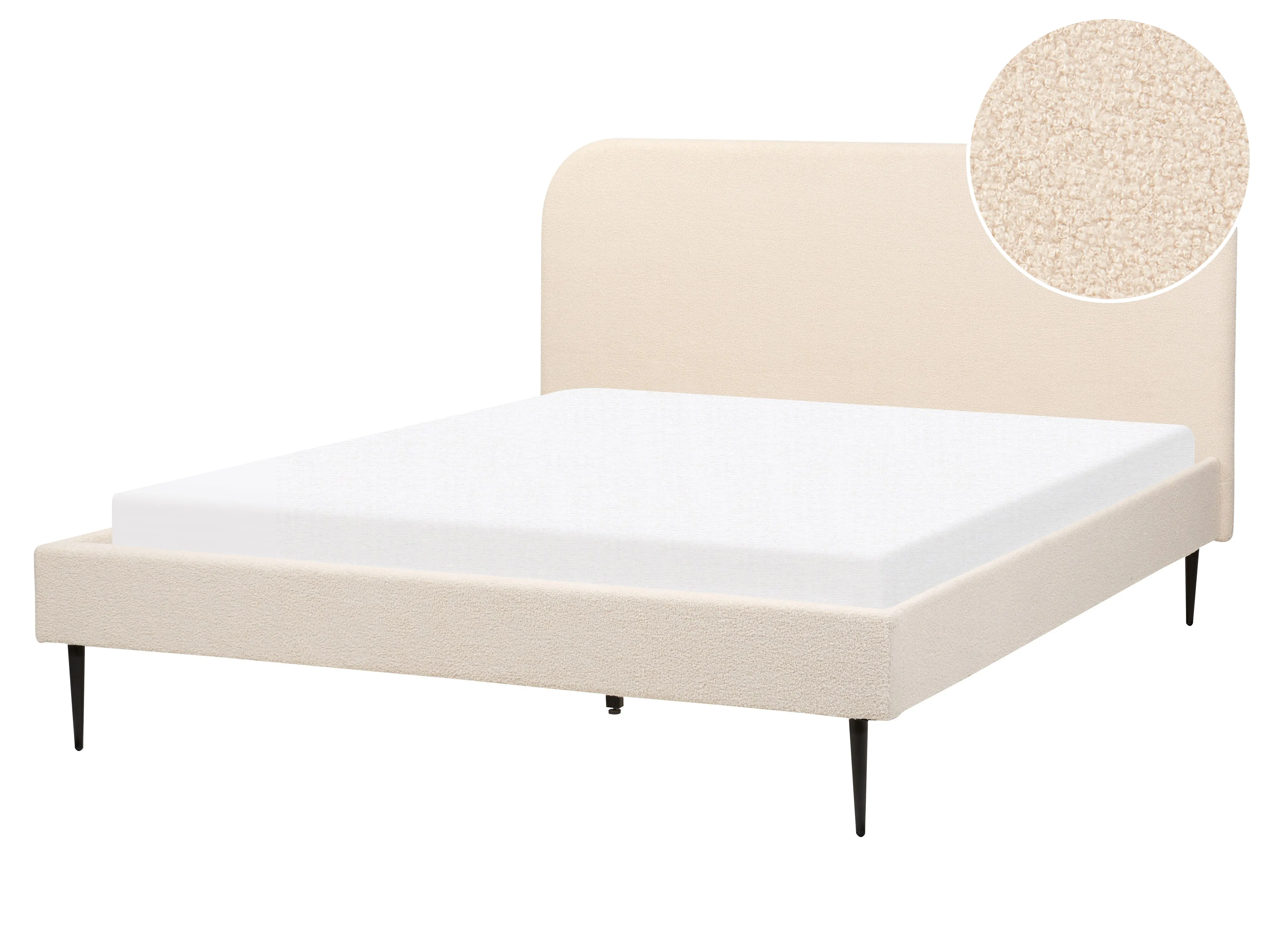 Bed Bouclé FLAYAT 160 x 200 cm Lichtbeige