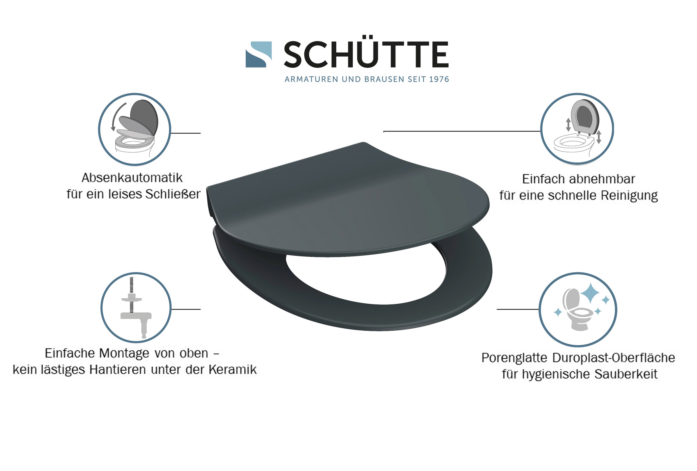 Schütte WC-Sitz »SLIM« Duroplast, Absenkautomatik, Schnellverschluss, besonders flache Form