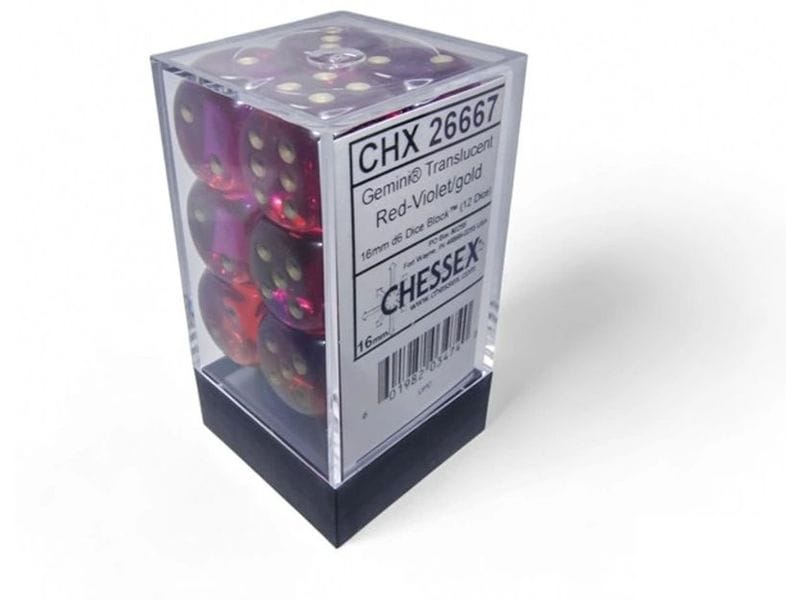 Chessex Würfelset Gemini 16 mm d6 Translucent Magenta 12 St Würfelset mit 12 Würfeln