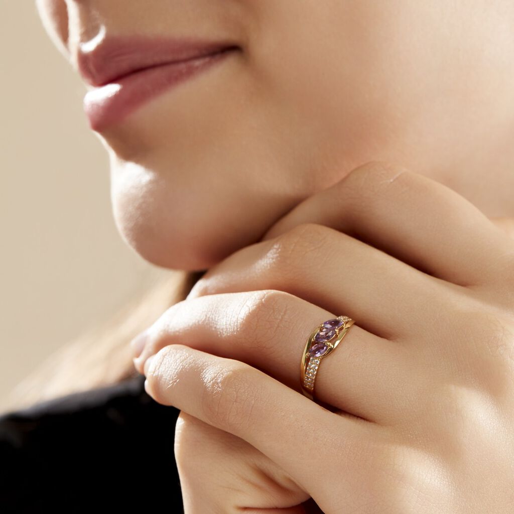 Bague Lukretia Or Jaune Amethyste Et Oxyde De Zirconium