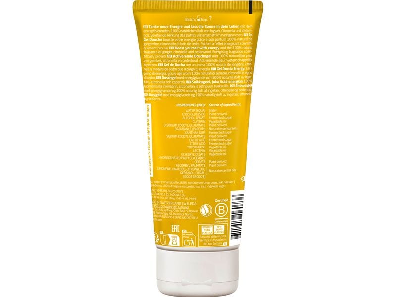 WELEDA Duschgel Energy 200 ml Belebende und natürliche Pflegedusche mit ätherischen Ölen