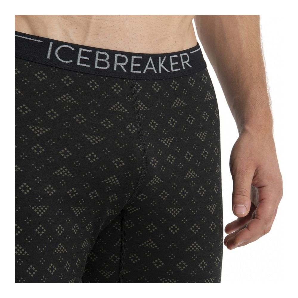 Icebreaker 200 OASIS CREWE FIRST SNOW - Sous-couche Homme black/loden/aop