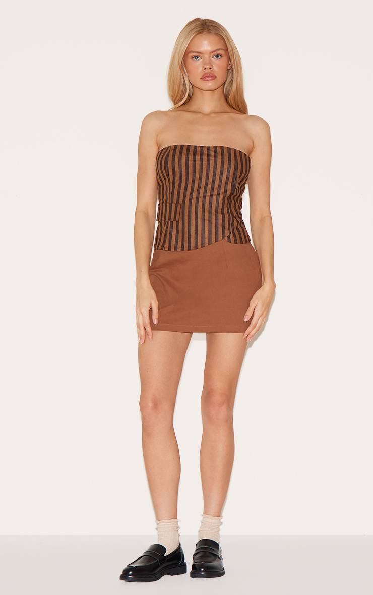 Marron Bandeau Rayé En Velours Côtelé