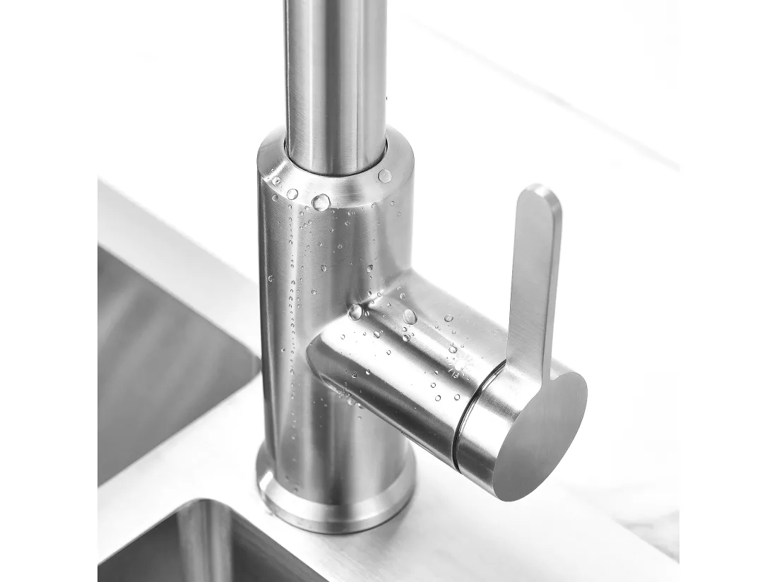 Cecipa max Mitigeur de Cuisine Extractible - Robinet Cuisine à 2 Jets 360 Rotatif - Mitigeur Evier avec Douchette Brossé,EU Modèle