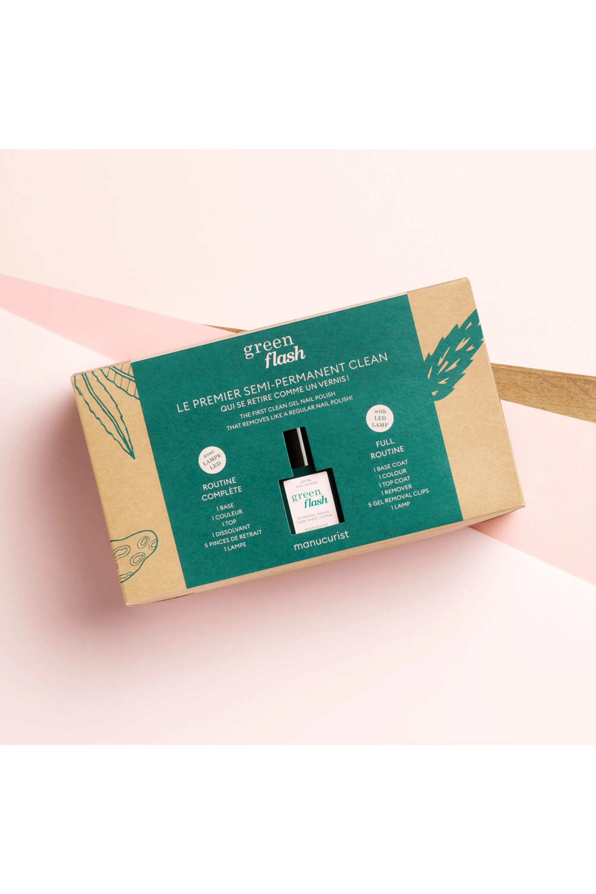 Manucurist Coffret routine semi-permanent Green Flash Lampe 24W vernis de couleur offert-800 g