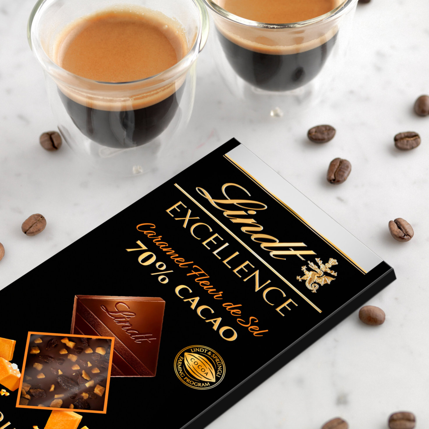Lindt Excellence Dunkel Caramel Fleur de Sel 70% Cacao Tafelschokolade
