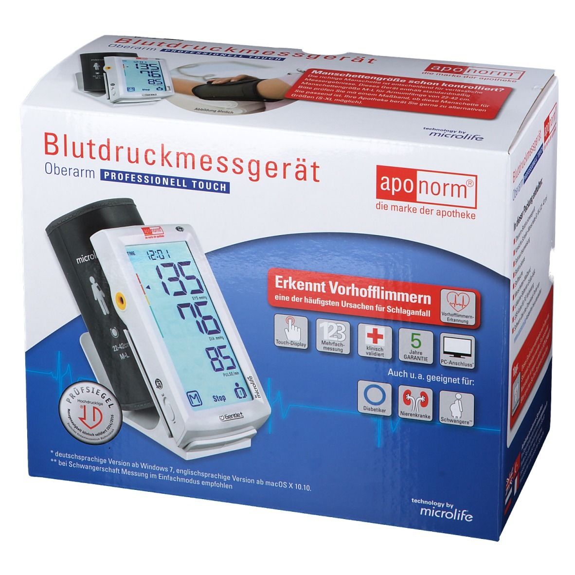 aponorm® Professionell Touch 3. Generation Oberarm-Blutdruckmessgerät