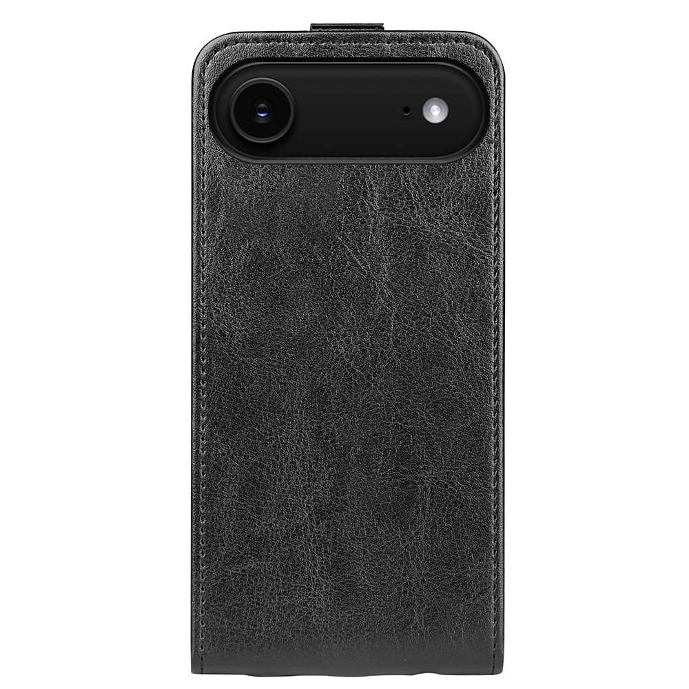 iPhone Air Leder Tasche Flip Cover Vertikal im Retro Look mit Kartenfach - Schwarz