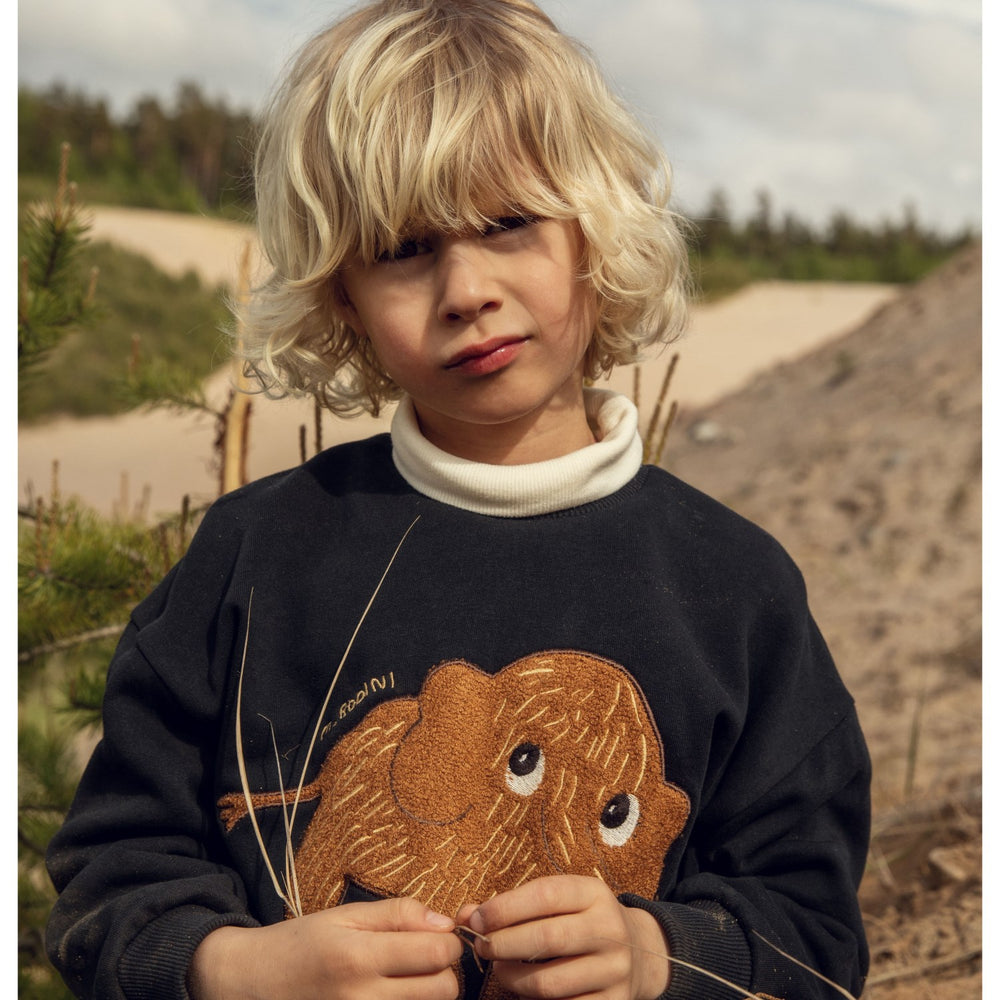 Køb Mini Rodini Black Mammoth Chenille Sweatshirt