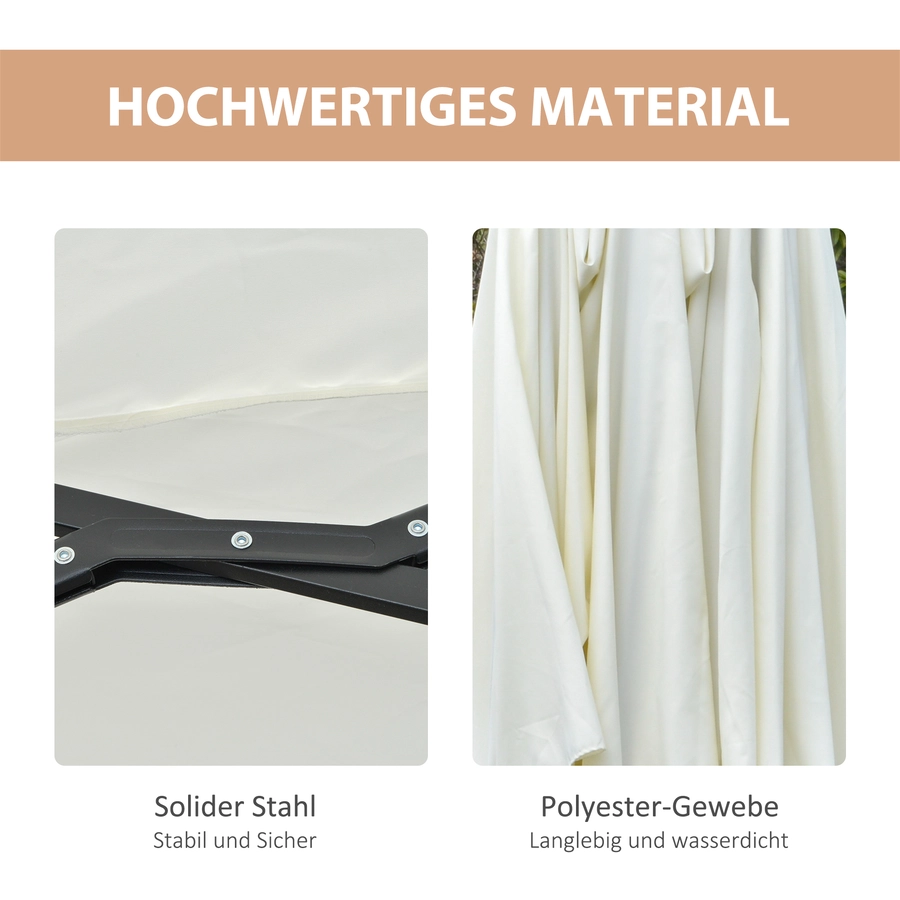 Outsunny Sonnenschirm mit Solar-LED-Leuchte cremeweiß
