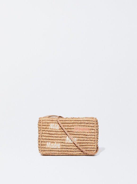 Bolsa de ombro com efeito palha - Bege