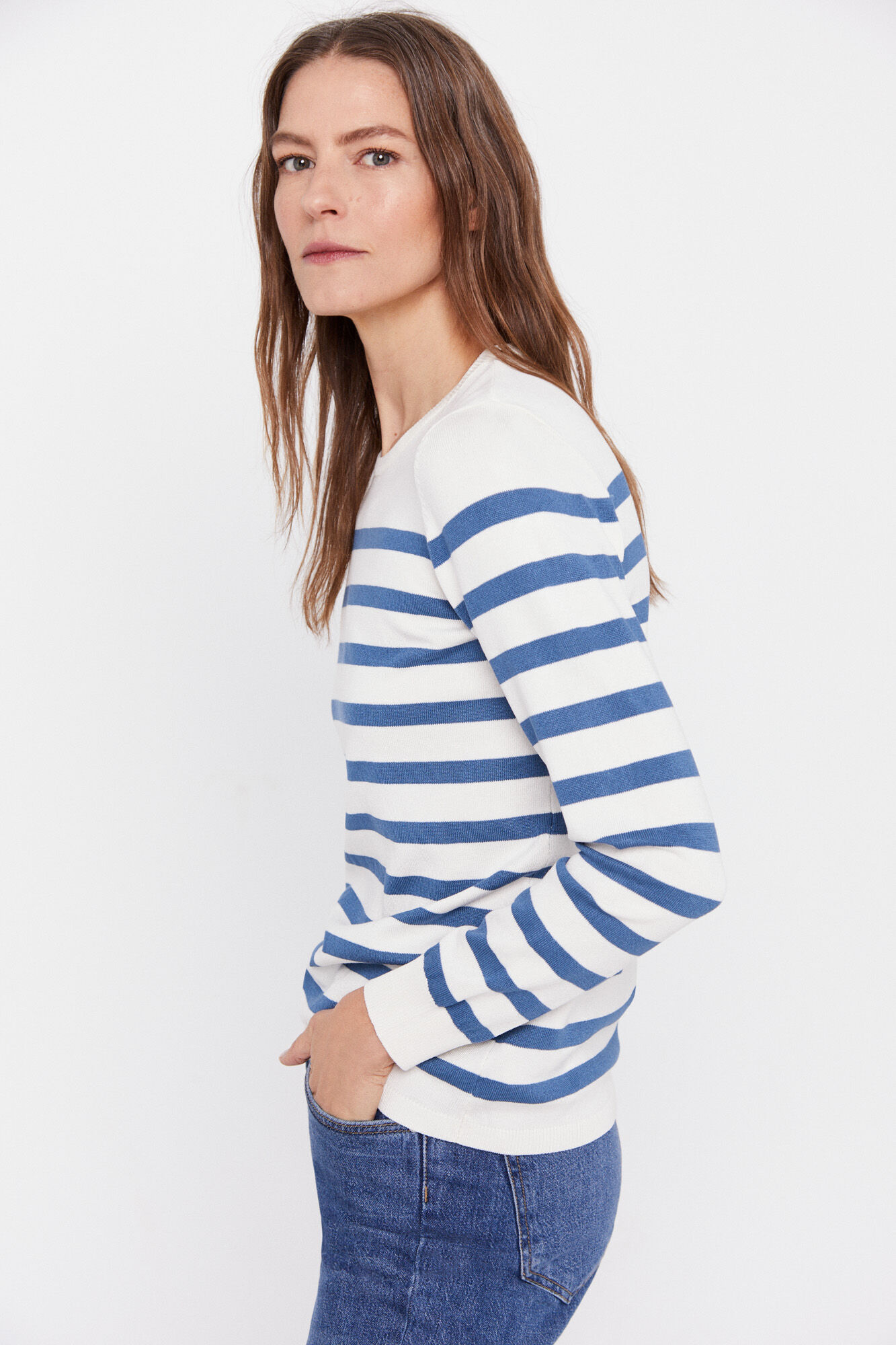 Camisa listrada em dois tons - Marfim