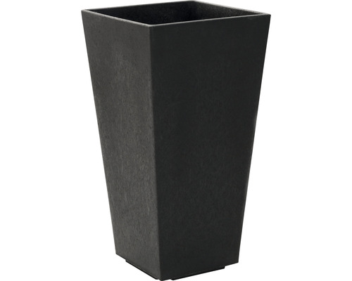 Plantenvaas van gerecycled rubber, 26x26x50 cm, zwart, inclusief zelfbewateringssysteem.