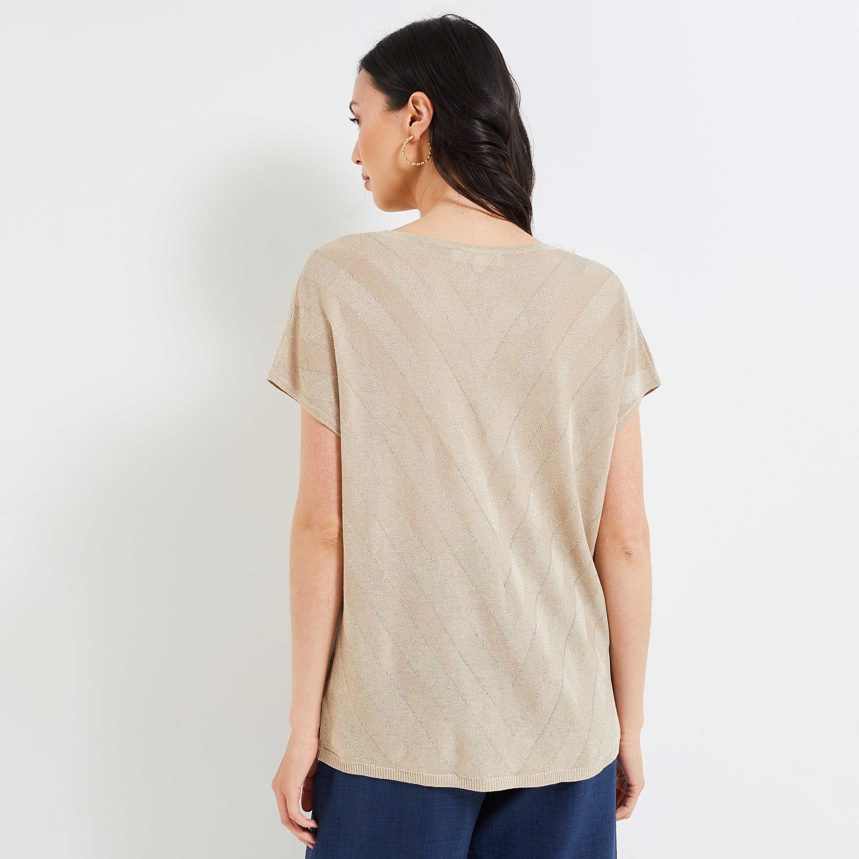 T-shirt lurex femme - BEIGE