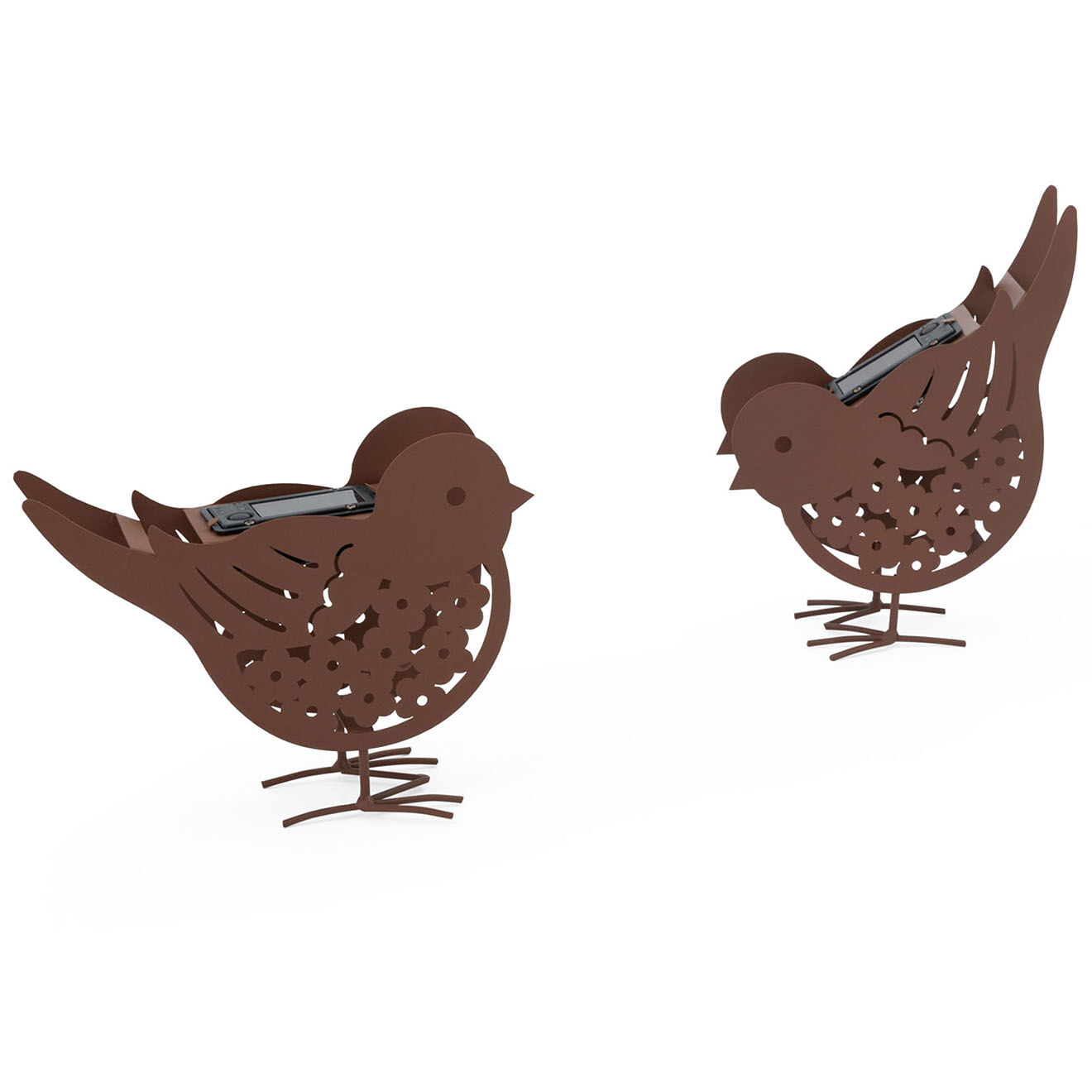 Pratik Garden 2 Lampes oiseaux solaires marron - 20x7x16 cm
