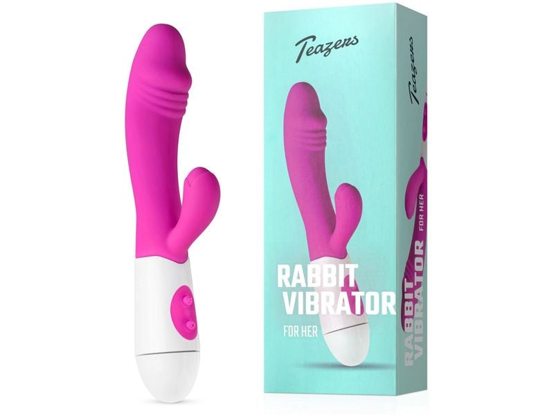 Teazers Realistischer Rabbit Vibrator pink Rosa Vibrator mit doppelter Stimulation