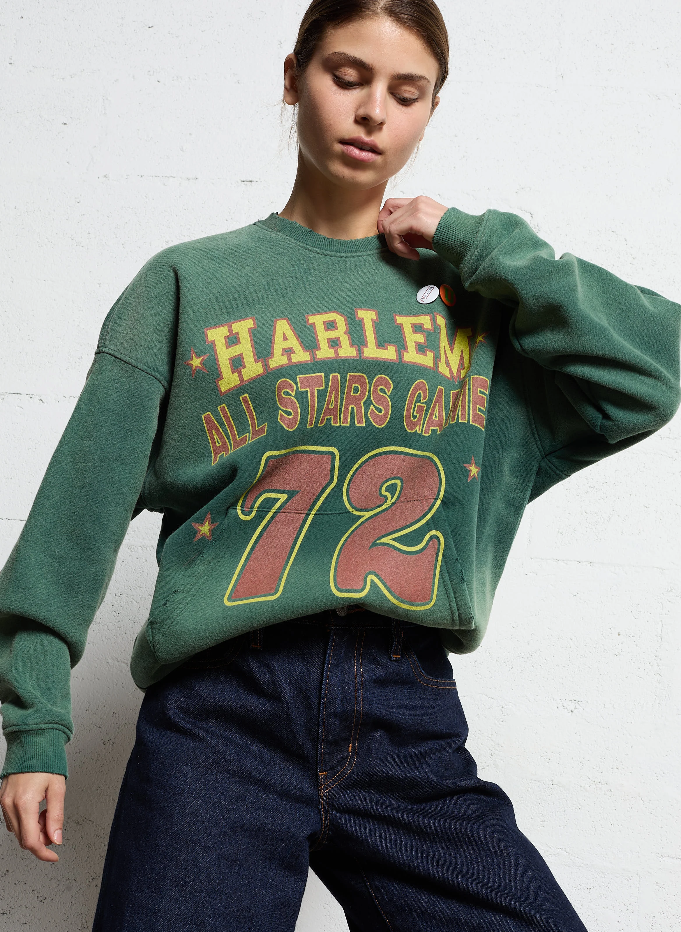 PIPER HARLEM - Sweat ample en coton mélangé | Vert
