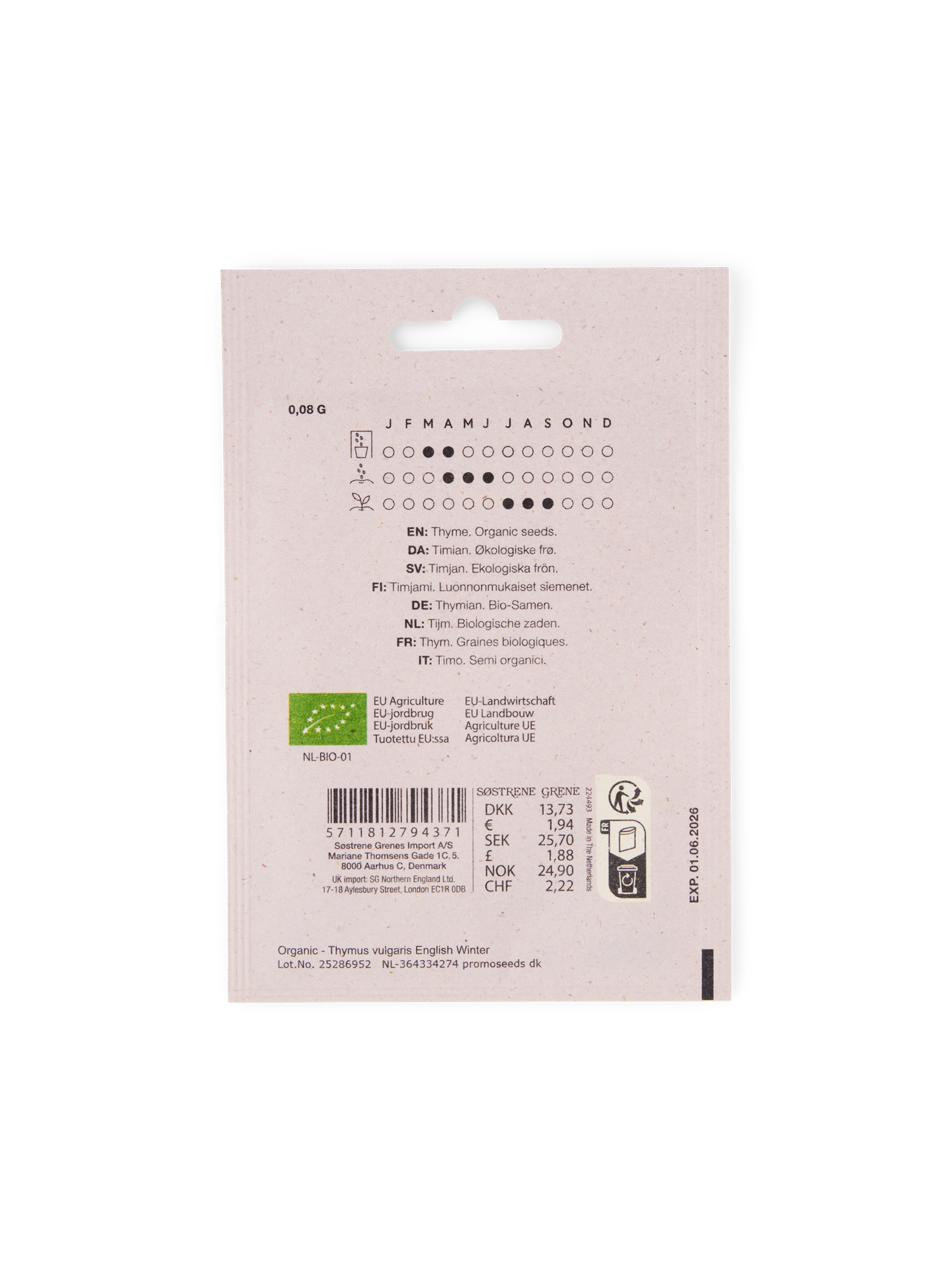 Økologiske timianfrø | 0,08 g. | Green