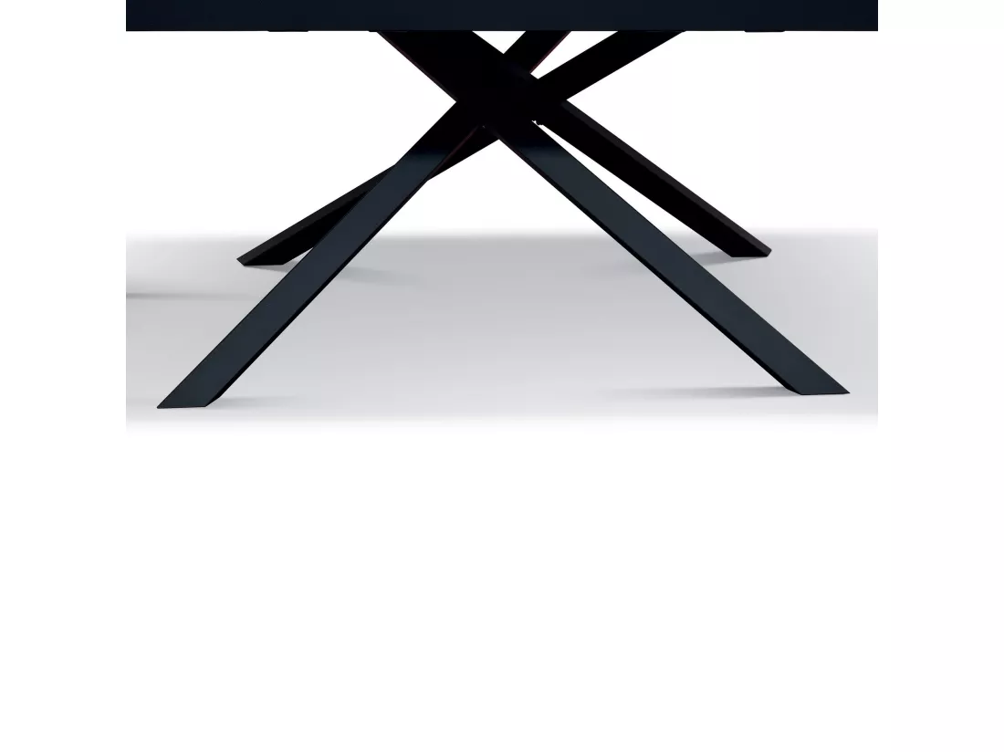 Table en bois, finition acier oxydé, base noire, extensible 140x80 - VOLPAIA