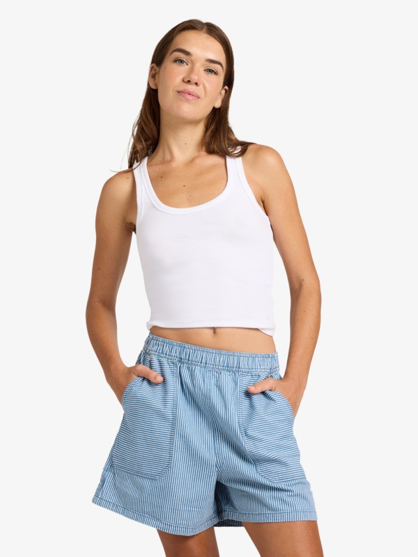 Stay Wavy Mid Short en denim Blanc Femme