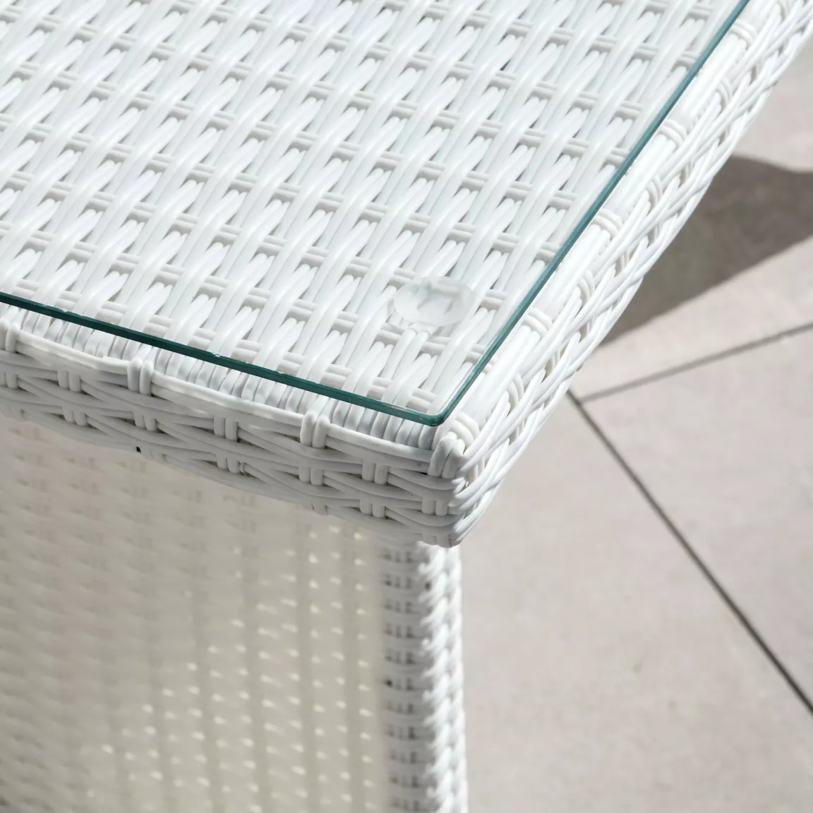 Table de jardin aluminium et résine tressée 6 places (145 x 85 cm) Tivoli Blanc