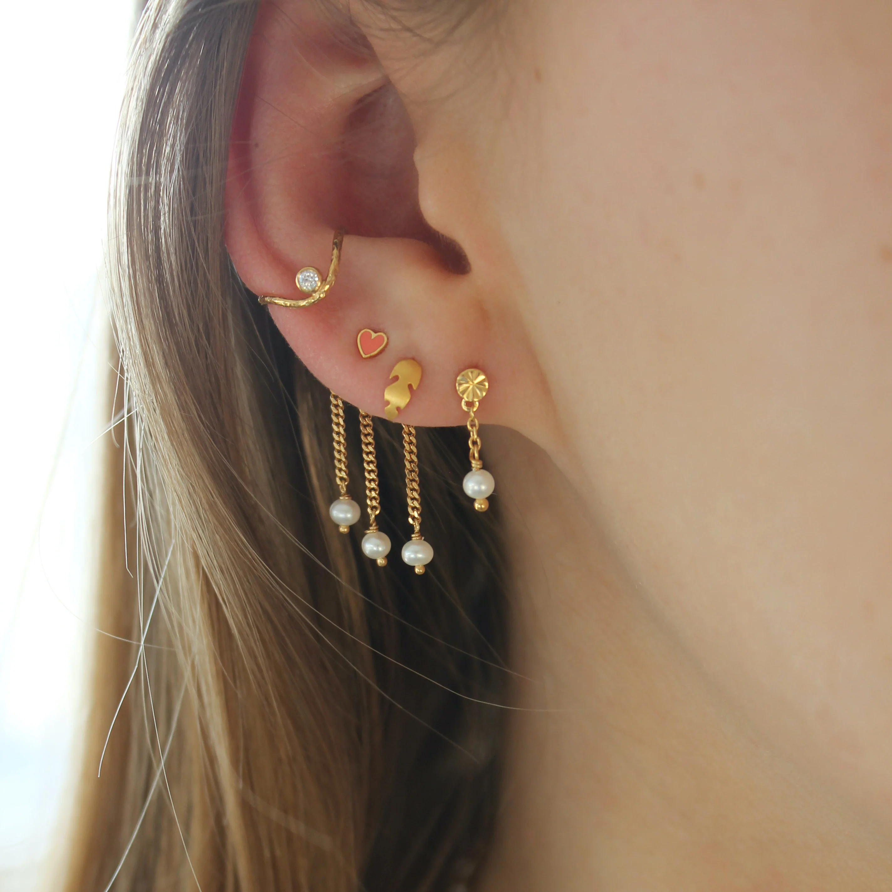 STINE A Jewelry  Petit Love Heart ørestikker - Coral