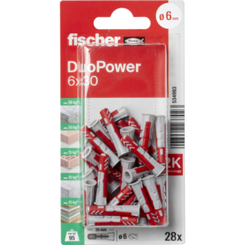 Fischer Universeelplug DuoPower 6x30mm 28 stuks