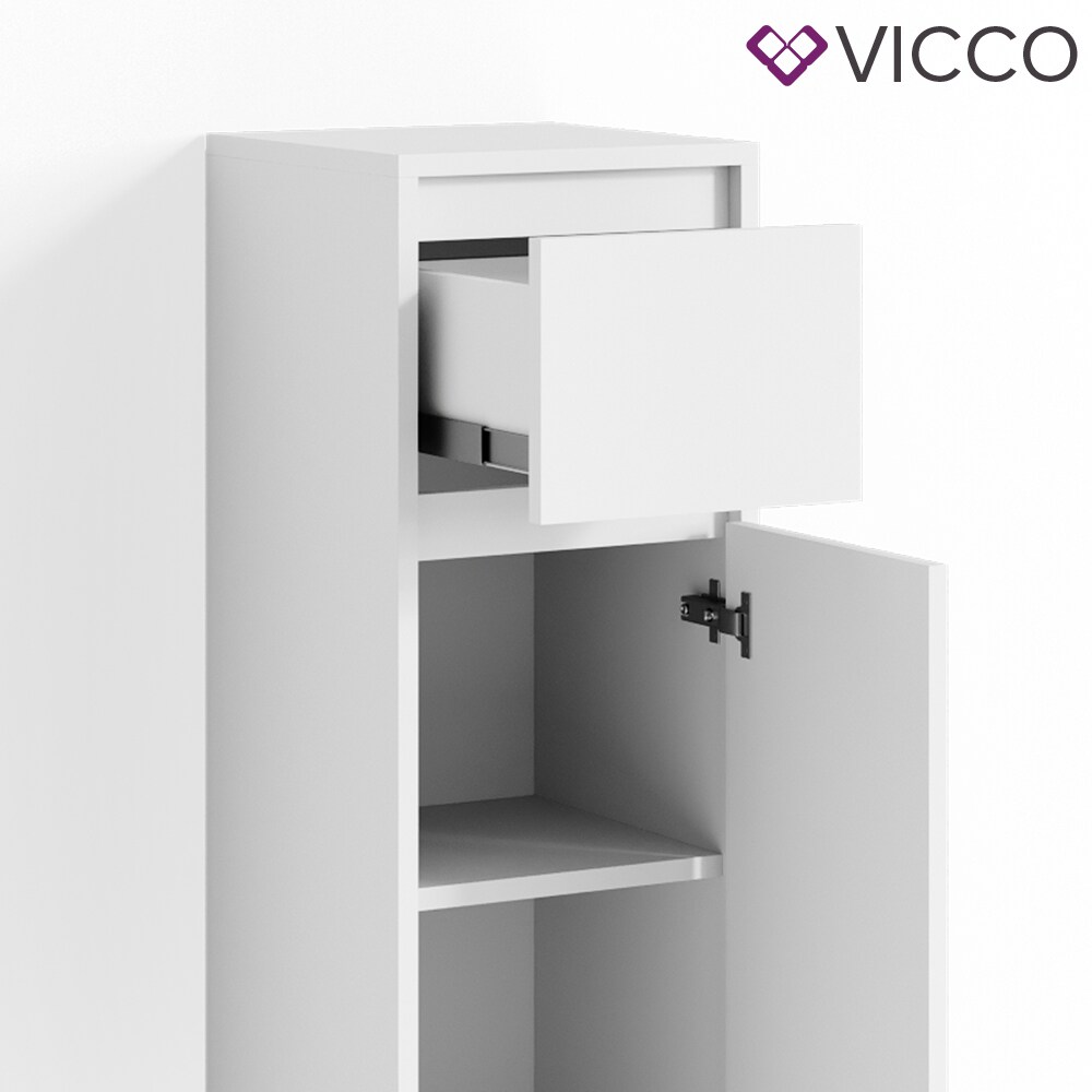 VICCO Badschrank EMMA Weiß - Badezimmerschrank Badregal Midischrank Schublade
