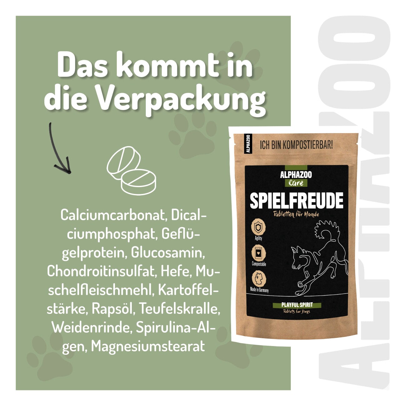 ALPHAZOO Spielfreude Gelenktabletten für Hunde 75 g