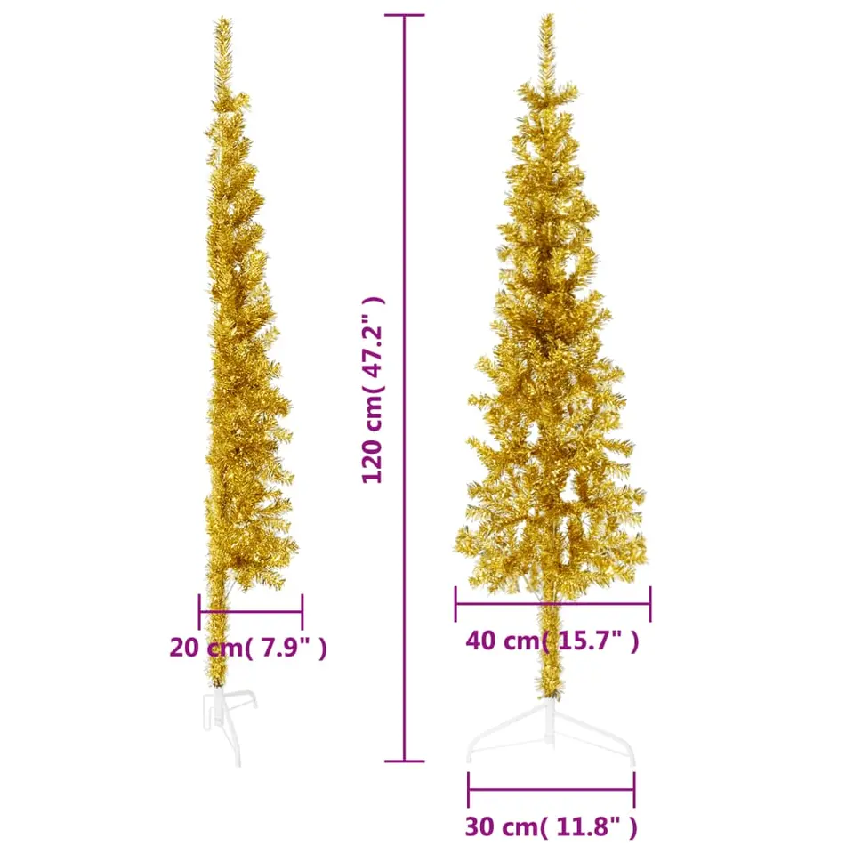 vidaXL - Halve Kunstkerstboom - Goud - 120 cm