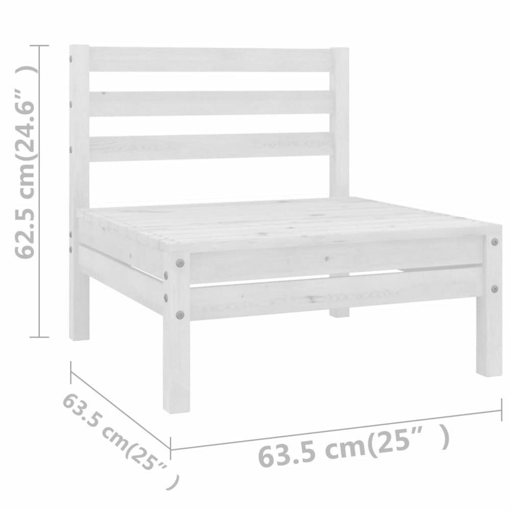 Salon de jardin meuble d'extérieur ensemble de mobilier 6 pièces blanc bois de pin massif