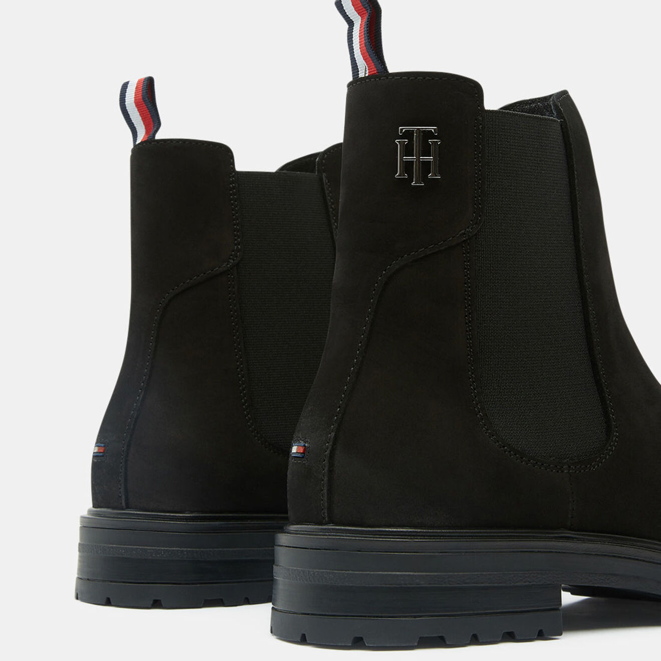 Tommy Hilfiger Chelsea boots en Velours de Cuir Stud noires