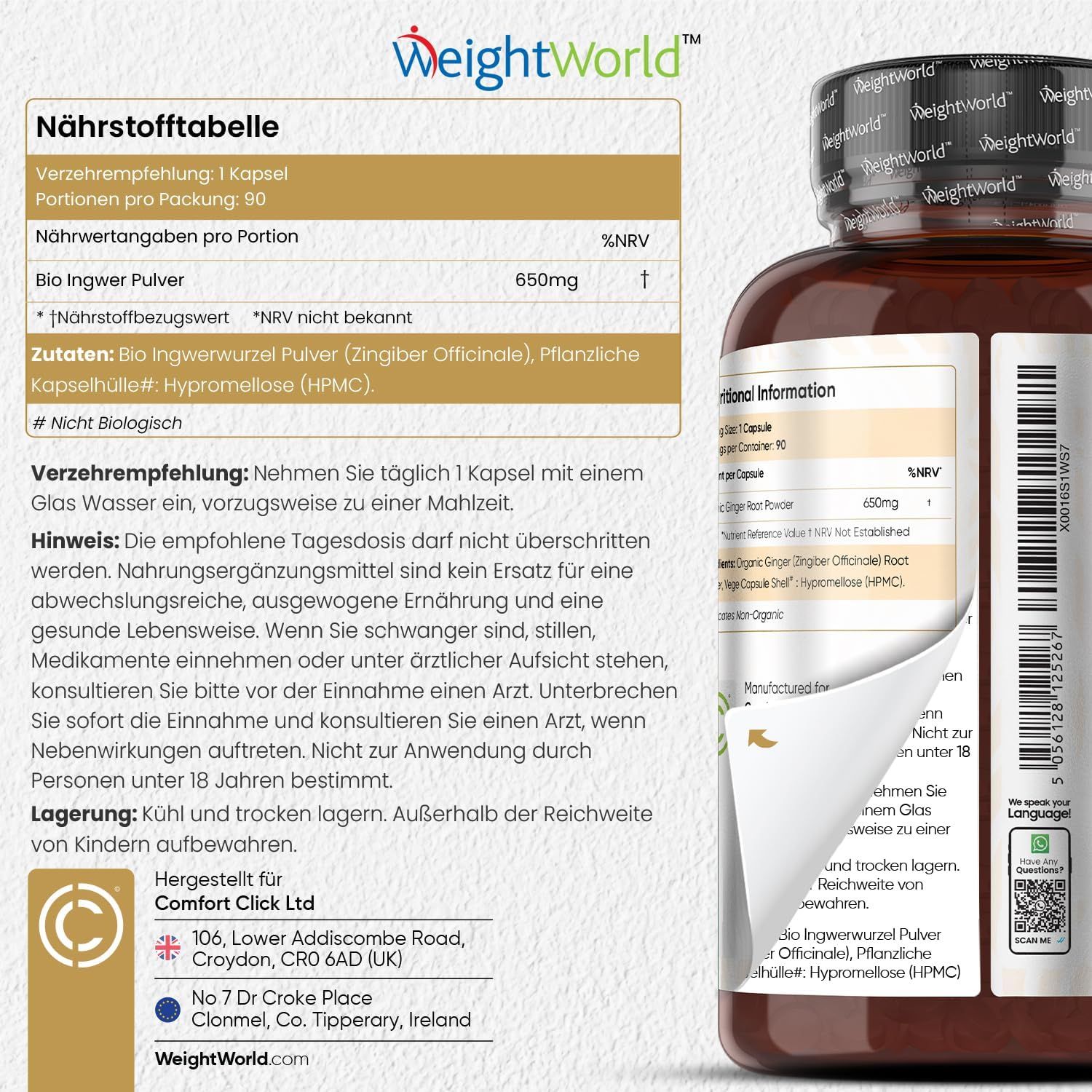 WeightWorld Bio Ingwer Kapseln