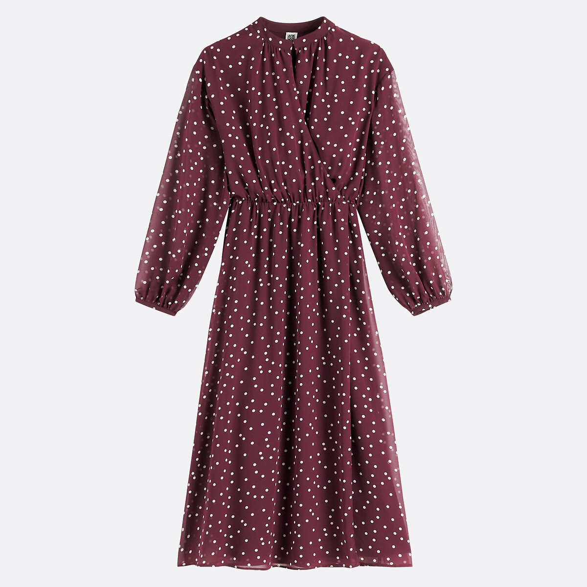 LA REDOUTE COLLECTIONS<br>Vestido envelope com estampa de bolinhas, longo