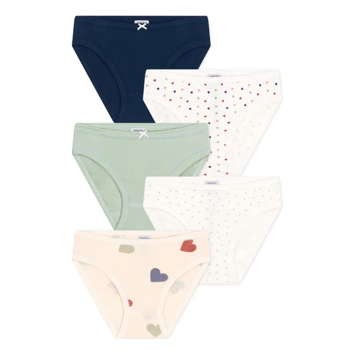 Petit Bateau Lot 5 Culottes Cœurs | Ecru