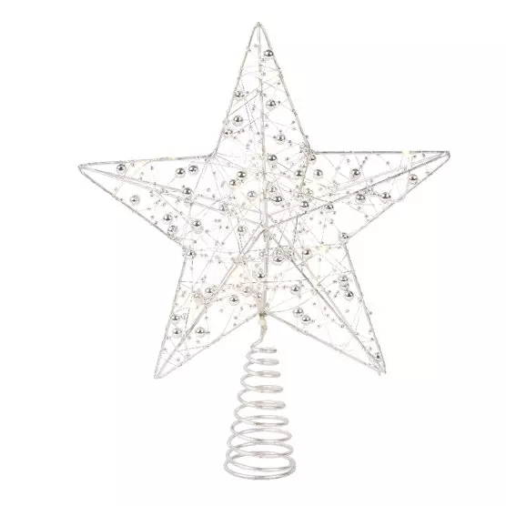 Cimier de sapin lumineux Angie Argent/ Blanc chaud