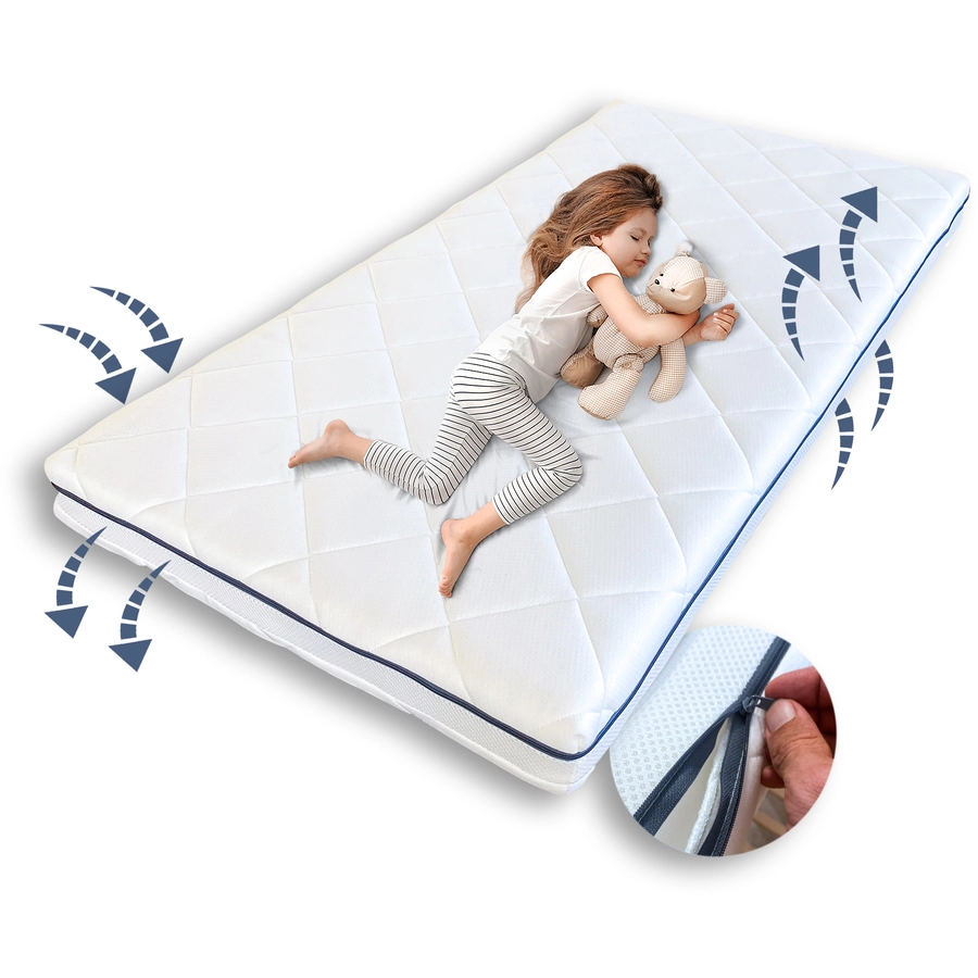 Kids Collective Kindermatratze AERO PLUS mit Ventilationsstreifen 10 cm hoch, Babymatratze 80 x 180 weiß ohne Spannbettlaken