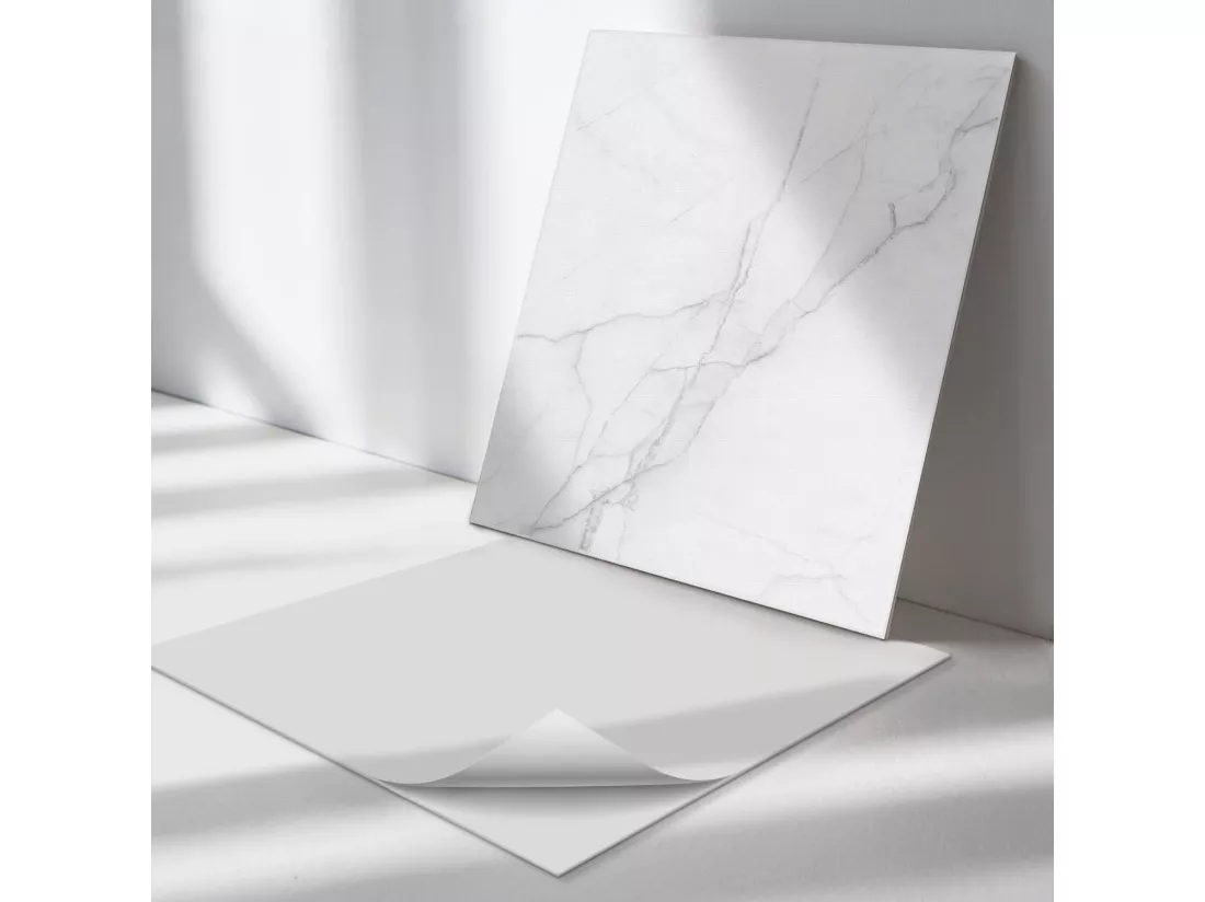 Panneaux muraux autocollants en vinyle imperméable - 4 x 50 x 50 cm - Modèle de marbre élégant