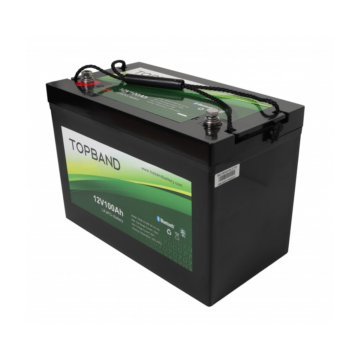 TOPBAND Lithium HEAT PRO - 12V 100AH - 100A BMS - Bluetooth og Varme (TOP-HEAT100150BS)
