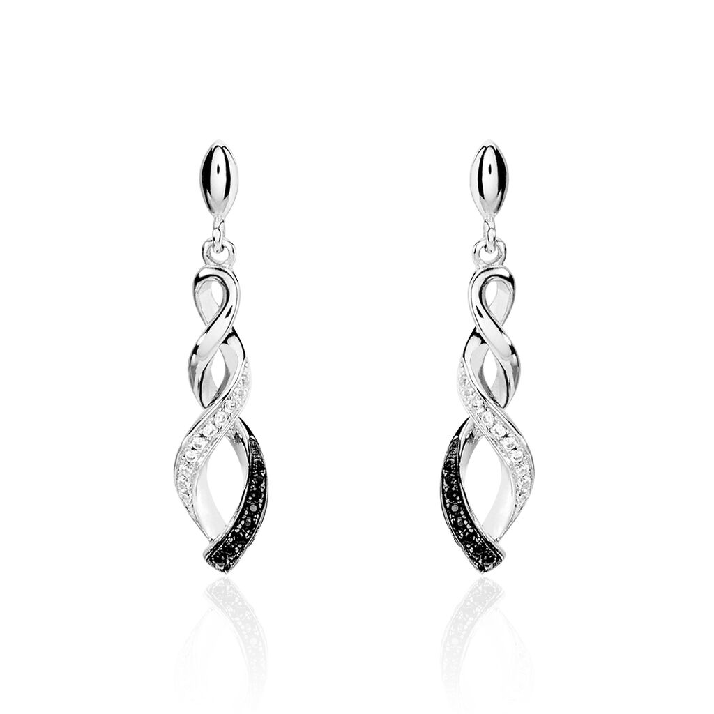 Boucles D'oreilles Pendantes Claudia Argent Blanc Oxyde De Zirconium