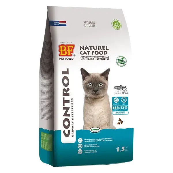 Ração pura esterilizada para gatos BF Petfood Control, 1,5 kg