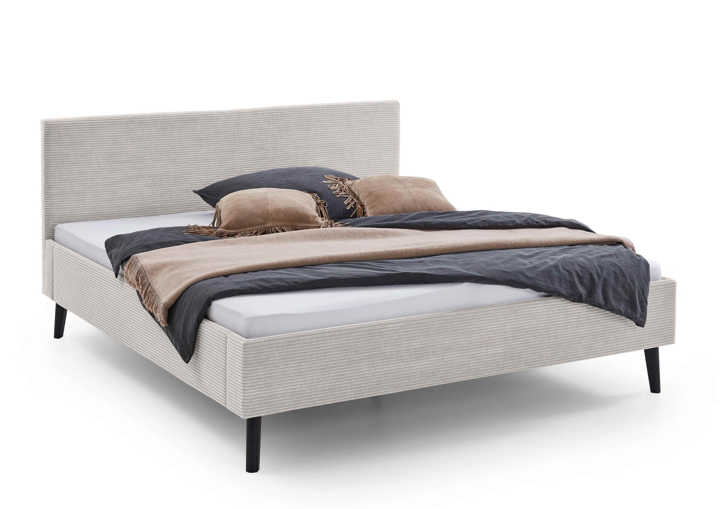 Polsterbett 180 x 200 Viola Bettgestell mit Kopfteil Beige