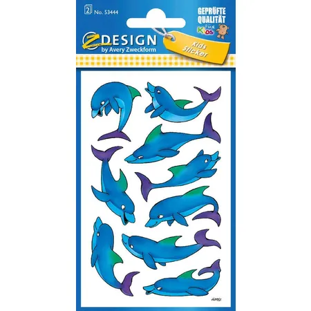 Avery Zweckform Z-Design Kinder Sticker, Delfine, 2 Bogen/18 Sticker