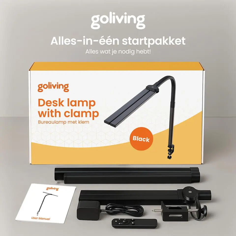 Goliving Bureaulamp met Klem - 78 CM - LED Dimbaar - Touch Bediening