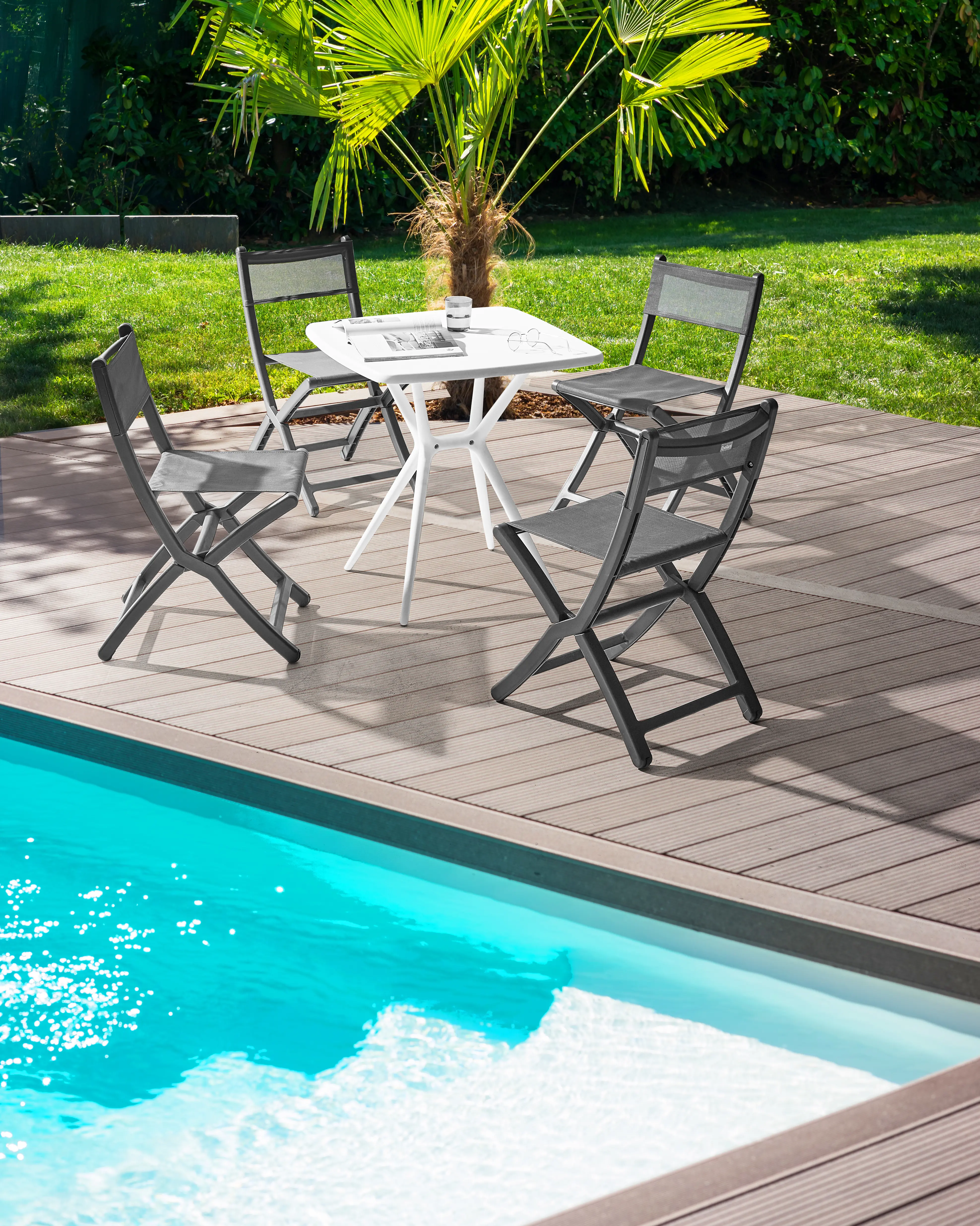 Set van 4 tuinstoelen TALCA Donkergrijs