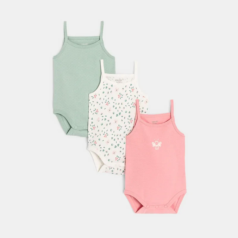 Body à bretelles (lot de 3) naissance Gris ou noir