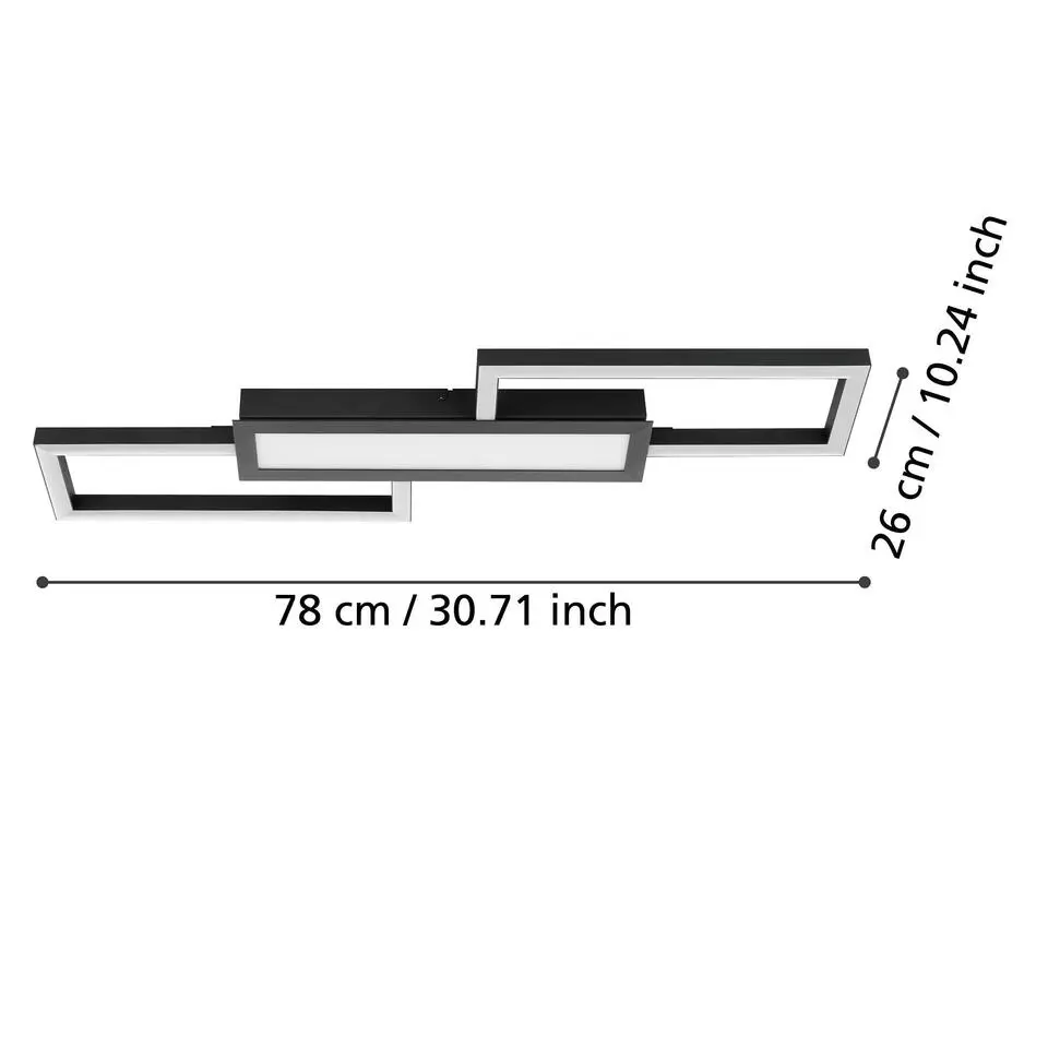 EGLO Monirote Plafonnière - LED - 78 cm - Zwart
